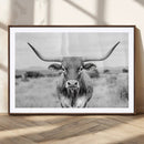 Highland Cow Wall Art Canvas Print – Black and White Western