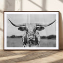 Highland Cow Wall Art Canvas Print – Black and White Western