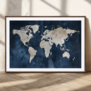 Vintage World Map Canvas Wall Art - Framed Map Print for