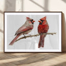 Cardinal Canvas Wall Art - Male and Female Cardinal Print -