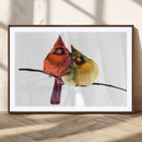 Cardinal Bird Canvas Wall Art - Male and Female Cardinal
