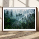 Misty Forest Wall Art Canvas Print – Framed Foggy Mountain
