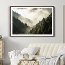 Misty Valley Wall Art Canvas Print – Foggy Forest Pine Trees