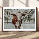 Texas Longhorn Wall Art Canvas Print – Framed Spotted Bull