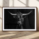 Texas Longhorn Wall Art Canvas Print – Framed Monochrome by MyGreatCanvas | Canvas Wall Art Prints | Photo Prints & Wall Decor