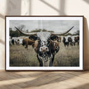 Texas Longhorn Wall Art – Framed Speckled Cow Canvas by MyGreatCanvas | Canvas Wall Art Prints | Photo Prints & Wall Decor