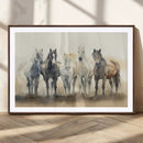 Wild Horses Wall Art Canvas Print, Framed Running Horses Art