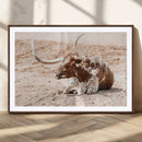 Texas Longhorn Wall Art Canvas Print – Framed Resting Bull by MyGreatCanvas | Canvas Wall Art Prints | Photo Prints & Wall Decor