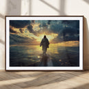 Jesus Walks Wall Art Canvas Print Framed Divine Sunset Art