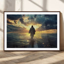 Jesus Walks Wall Art Canvas Print – Framed Divine Sunset by MyGreatCanvas | Canvas Wall Art Prints | Photo Prints & Wall Decor