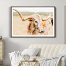 Texas Longhorn Wall Art Canvas Print – Framed Speckled Cow