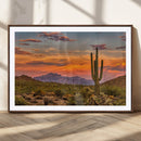 Saguaro Cactus Wall Art Canvas Print – Framed Arizona Sunset