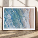 Aerial Ocean View Wall Art Canvas Print – Framed Soft Blue