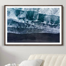Black Beach Wall Art Canvas Print – Framed Aerial Ocean View