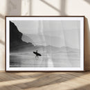 Surfer Beach Wall Art – Framed Black White Ocean Canvas by MyGreatCanvas | Canvas Wall Art Prints | Photo Prints & Wall Decor
