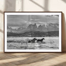Wild Horses Wall Art Canvas Print – Framed Black and White by MyGreatCanvas | Canvas Wall Art Prints | Photo Prints & Wall Decor