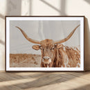 Texas Longhorn Wall Art Canvas Print – Framed Sepia Cow Art by MyGreatCanvas | Canvas Wall Art Prints | Photo Prints & Wall Decor