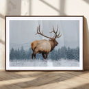 Elk Wall Art Canvas Print – Framed Snowy Forest Scene Art by MyGreatCanvas | Canvas Wall Art Prints | Photo Prints & Wall Decor