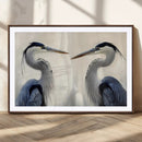 Blue Heron Pair Wall Art Canvas Print – Framed Coastal Bird