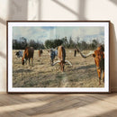 Texas Longhorns Wall Art Canvas Print – Framed Rustic Farm by MyGreatCanvas | Canvas Wall Art Prints | Photo Prints & Wall Decor