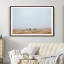 Foggy Plains Wall Art Canvas Print – Framed Horseback Riders