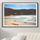 Tranquil Beach Scene Wall Art Canvas Print – Framed Blue