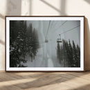 Ski Lift Wall Art Canvas Print – Snowy Pines Misty Landscape