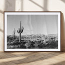 Saguaro Cactus Wall Art Canvas Print – Framed Monochrome