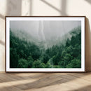 Misty Green Forest Canvas Print – Framed Serene Foggy Pine