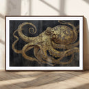 Octopus Wall Art Canvas Print – Gold Detail Wooden Marine by MyGreatCanvas | Canvas Wall Art Prints | Photo Prints & Wall Decor