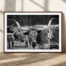Black & White Longhorn Cattle Wall Art Canvas Print, Rustic by MyGreatCanvas | Canvas Wall Art Prints | Photo Prints & Wall Decor
