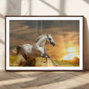 White Horse Running Canvas Sunset Wall Art by MyGreatCanvas | Canvas Wall Art Prints | Photo Prints & Wall Decor