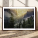 Misty Mountain Valley Wall Art Canvas Print, Golden Sunrise by MyGreatCanvas | Canvas Wall Art Prints | Photo Prints & Wall Decor
