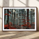 Autumn Forest Wall Art – Enchanting Red Leaves Canvas Print,