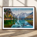 Spectacular autumn view of Braies Lake Wall Art Canvas Print by MyGreatCanvas | Canvas Wall Art Prints | Photo Prints & Wall Decor