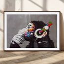 Dj Monkey Listening to Music Wall Art Print | Banksy Monkey by MyGreatCanvas | Canvas Wall Art Prints | Photo Prints & Wall Decor