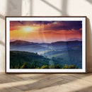 Sunset over Mountain Canvas Print, Forest Canvas Wall Art –