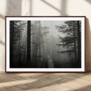 Misty Forest Wall Art Premium Canvas Print a Foggy and