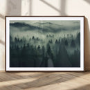 Misty Forest Wall Art Premium Canvas Print a Foggy and
