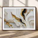 Gold Waves on Pure White Canvas – Gold Abstract Art for