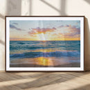 Golden Sunset Over Ocean Waves - Serene Coastal Triptych