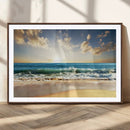 Golden Sunset Beach Triptych Canvas Wall Art for Living Room