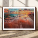 Sunset Beach Wall Art | Ocean Canvas Print | Coastal Wall