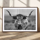 Texas Cow Longhorn Wall Art Canvas Print for Farm House Wall