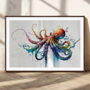 Watercolor Vibrant Octopus Wall Art Canvas Print | Abstract