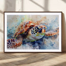Watercolor Sea Turtle Wall Art Canvas Print - Vibrant Ocean