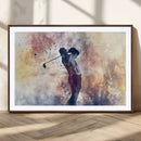 Abstract Watercolor Golf Player Wall Art Canvas Print
