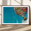 Carl Fredricksen, Up Movie Wall Art, Colorful Balloon House
