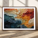 Blue Orange Abstract Wave Wall Art Canvas Print, Framed Blue