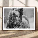 Black and White Horse Winter Wall Art | Ready to Hang and